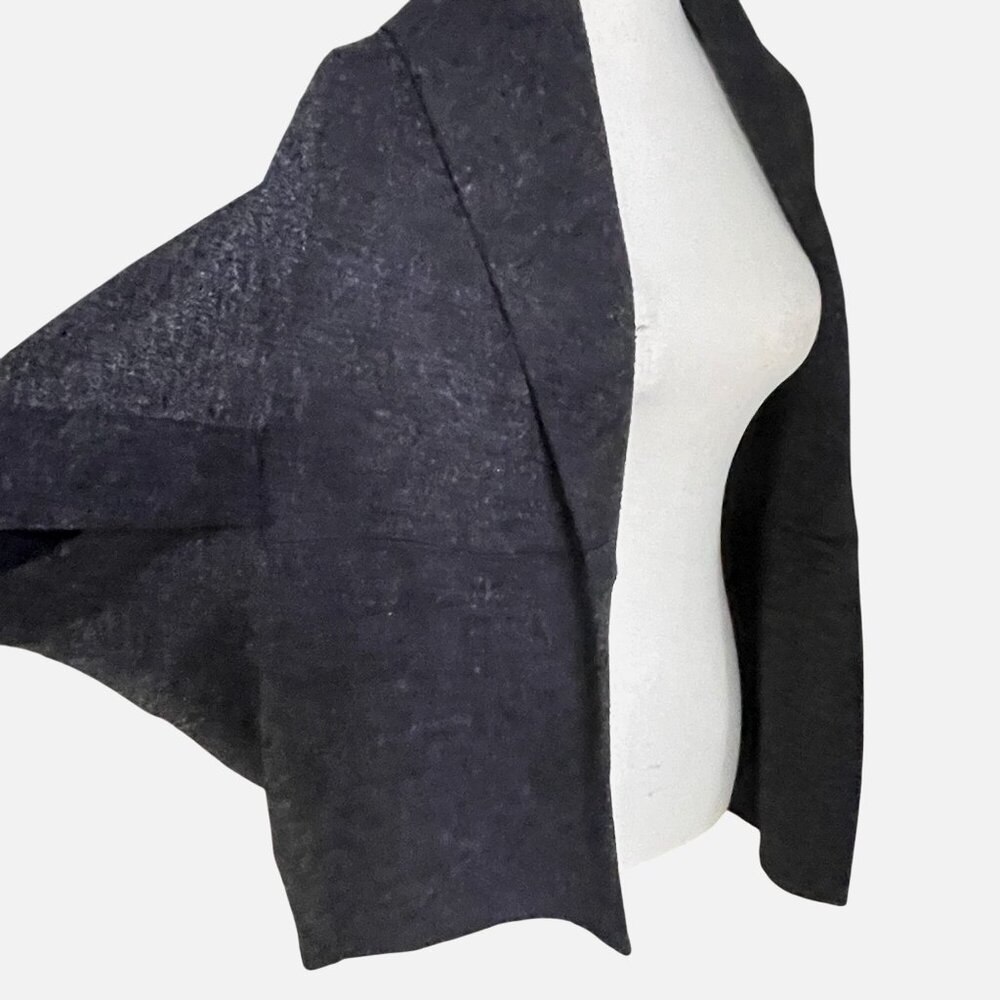 Vtg Saks Fifth Avenue Gray Origami Cocoon Open Front Fleece Wrap Jacket XS - Picture 12 of 16